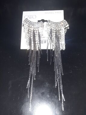 Cato Silver Crystal Fringe Tassel Drop Earrings